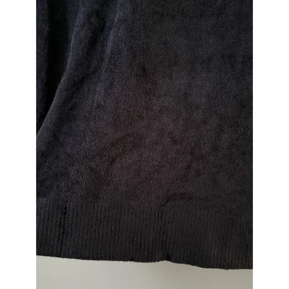 J. Jill Wearever Tunic V-neck Sweater Size L Plush Terry Knit Navy‎ Blue NWT